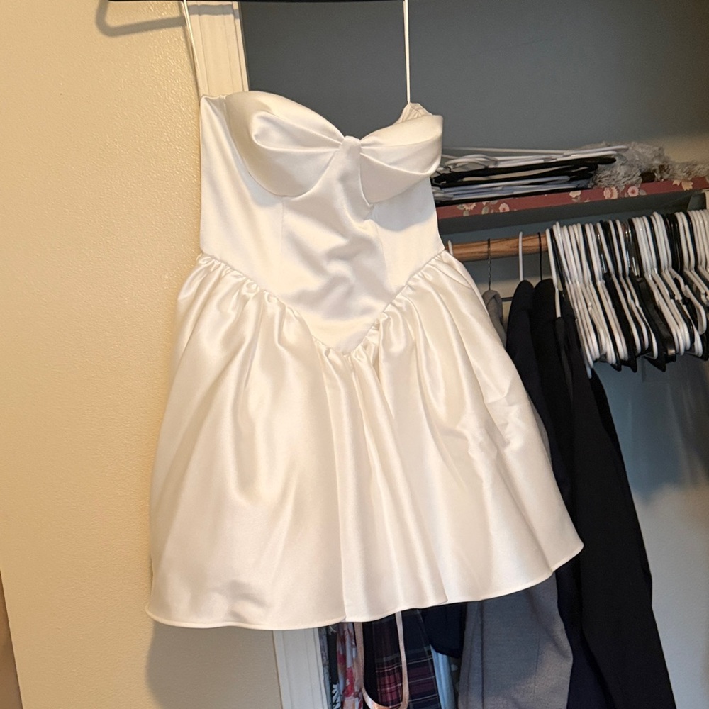 Meshki White Formal Dress with Bow